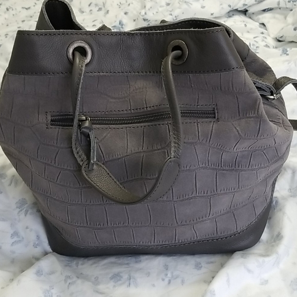 Suede grey handbag - Picture 2 of 7